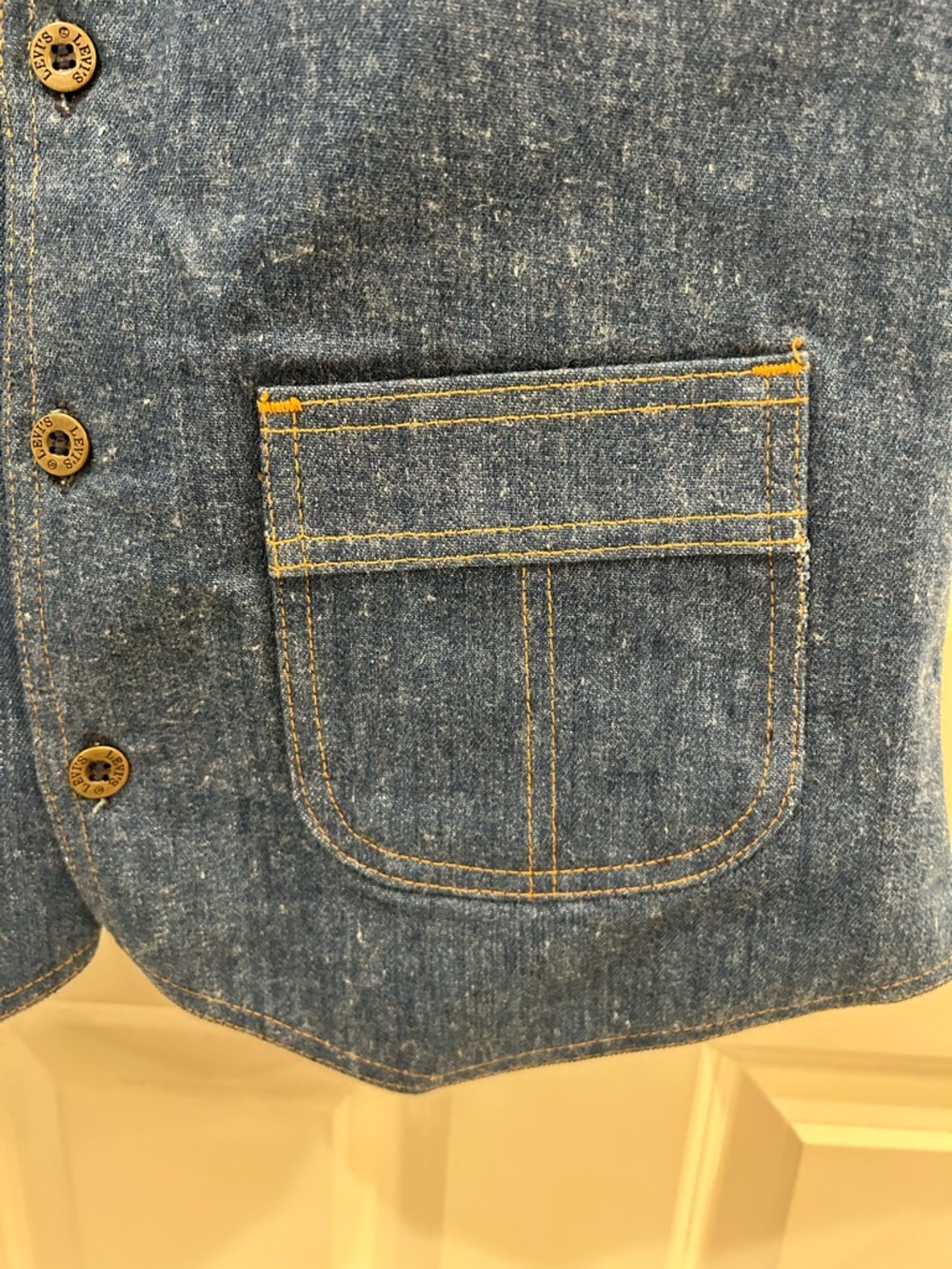 Rare 70s VINTAGE Levi’s Panatela Tailored Leisure Denim Vest Men’s S Women’s M/L - Picture 5 of 13